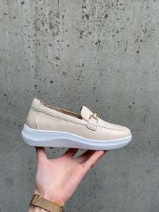 GRUNWALD DAMES MOCCASIN MET UITNEEMBAAR VOETBED BEIGE