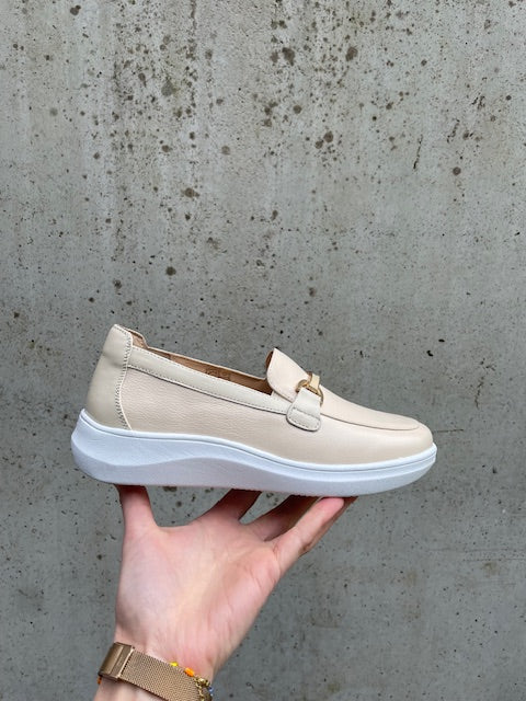 GRUNWALD DAMES MOCCASIN MET UITNEEMBAAR VOETBED BEIGE
