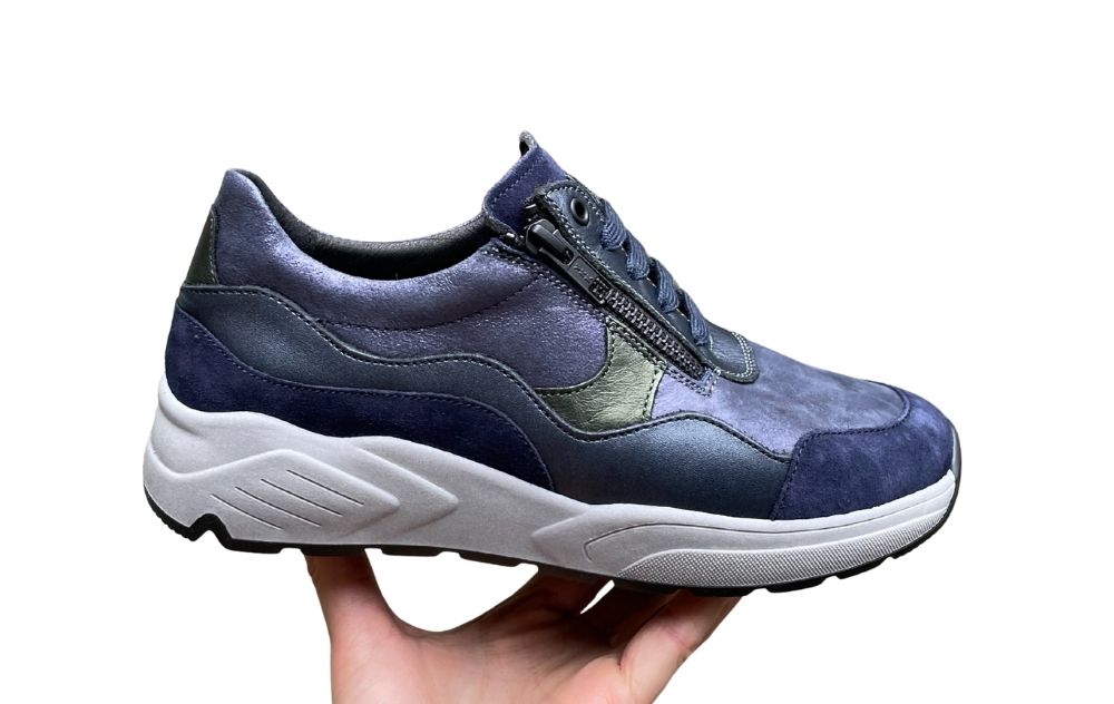 SOLIDUS DAMES SNEAKER MET UITNEEMBAAR VOETBED K WIJDTE BLAUW