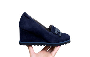 SOFTWAVES DAMES MET HOGE SLEEHAK UITNEEMBAAR VOETBED BLAUW