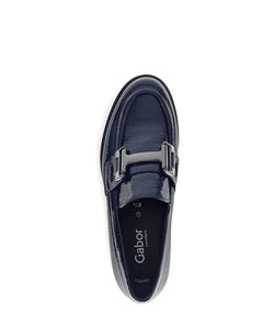 GABOR MOCCASIN MET GESP IN LAKLEDER BLAUW