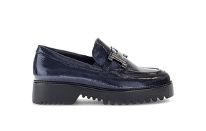 GABOR MOCCASIN MET GESP IN LAKLEDER BLAUW