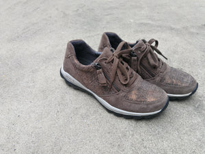 GABOR ROLLINGSOFT SNEAKERS MET VETER EN RITS UITNEEMBAAR VOETBED GRIJS