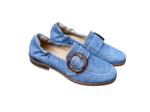 SOFTWAVES MOCASSIN MET GESP EN UITNEEMBAAR VOETBED BLAUW