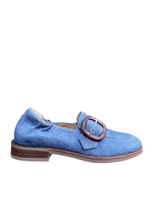 SOFTWAVES MOCASSIN MET GESP EN UITNEEMBAAR VOETBED BLAUW