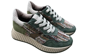 SOFTWAVES SNEAKER MET VETERS EN UITNEEMBAAR VOETBED KAKI