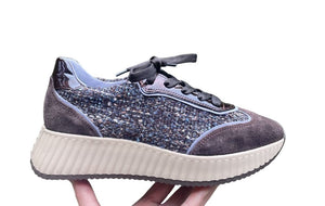 SOFTWAVES SNEAKER BRUIN BLAUW UITNEEMBAAR VOETBED