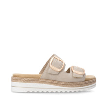 Afbeelding in Gallery-weergave laden, REMONTE SLIPPER MET UITNEEMBAAR VOETBED TWEE GESPEN KLEVERS BEIGE
