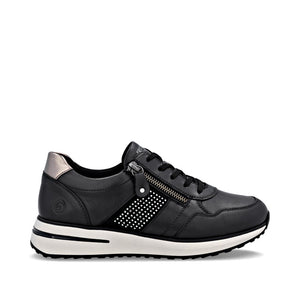 REMONTE SNEAKER MET UITNEEMBAAR VOETBED EN STRETCH ZWART