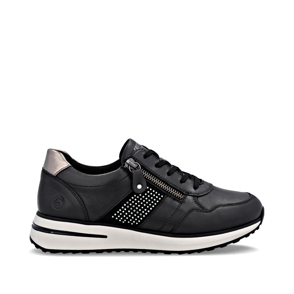 REMONTE SNEAKER MET UITNEEMBAAR VOETBED EN STRETCH ZWART