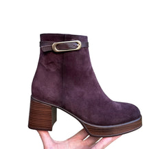 Afbeelding in Gallery-weergave laden, DAMES DORKING KORT LAARSJE MET HAK SUEDE BRUIN
